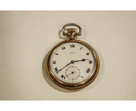 Rolex, an open faced pocket watch, signed to the enamel dial,  the gilded screw back Canadian made case housing an unsigned 1
