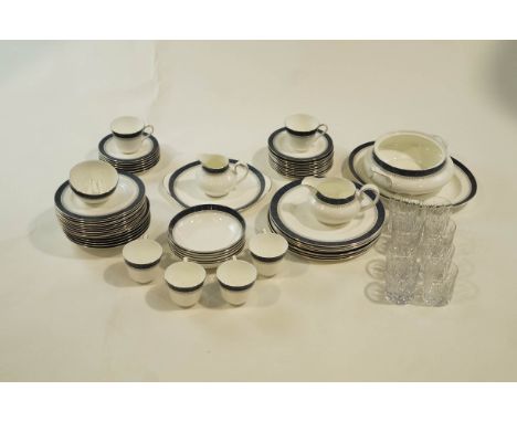 A Royal Doulton 'Sherbrooke' pattern part-dinner/tea service,comprising six teacups and saucers, ten tea plates, six soup bow