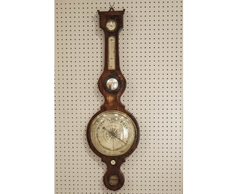 A19th Century five section mahogany barometer, inscribed Angel Michaelson, Chesham