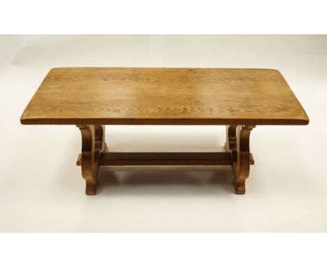 An modern light oak table, 51cm x 128cm x 54cm
