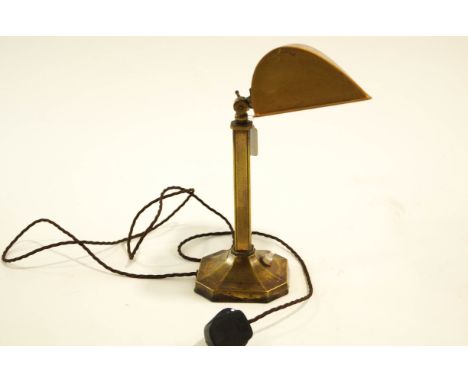 An Art deco brass Banker's desk lamp (restored and tested), 32cm high