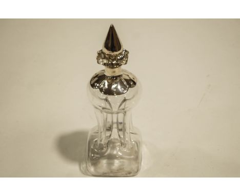 A silver mounted glass glug glug decanter, by Martin Hall & Co, London 1902, with a silver covered stopper, 31.5 cm high