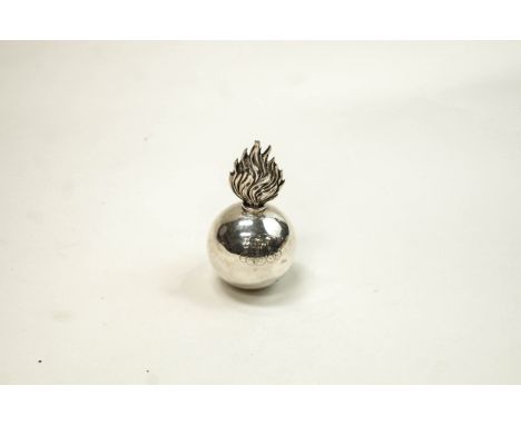 Victorian silver table lighter in the form of a flaming grenade engraved with script initials, London 1893, by William Gibson