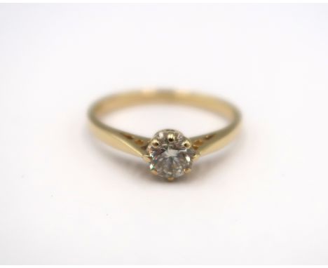 An 18ct yellow gold diamond solitaire ring - diamond approx 0.5ct - diamond size stamped to the inside of the ring - colour I