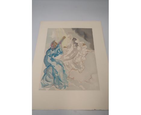 Salvador Dali - Print, unframed - Cacciaguida Sees Dante's Exile in God - 17cm x 24cm - unsigned