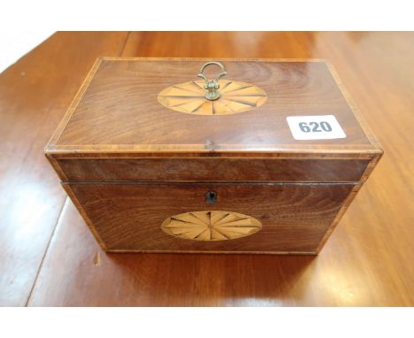 A Georgian mahogany two section tea caddy