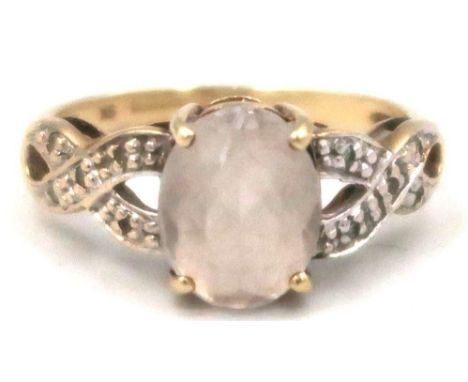 A 9ct yellow white gem and diamond dress ring weight approx 2 grams - ring size J/K
