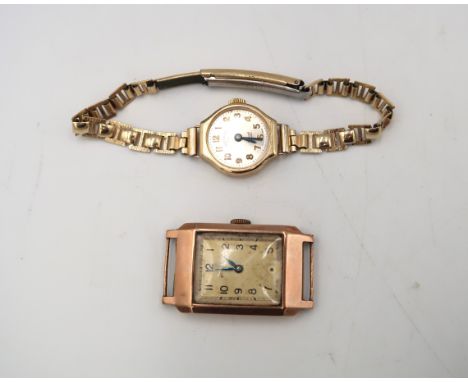 A 9ct marked Rose gold cased ladies Rotary wristwatch ( Running). and another 9ct gold cased ladies watch.
