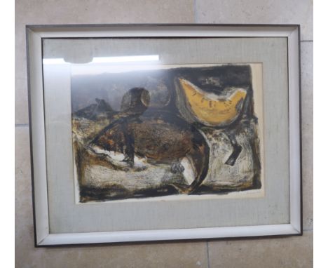 A lithograph 'Fish and fruit' signed to the margin Guerrier. 40cm x 57cm.