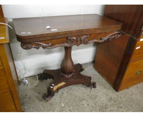 EARLY 19TH CENTURY MAHOGANY FOLD-TOP CARD TABLE, 89CM WIDE