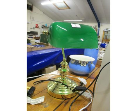 BRASS DESK LAMP WITH GREEN SHADE