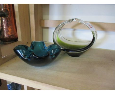 ART GLASS ASHTRAY AND A VASE