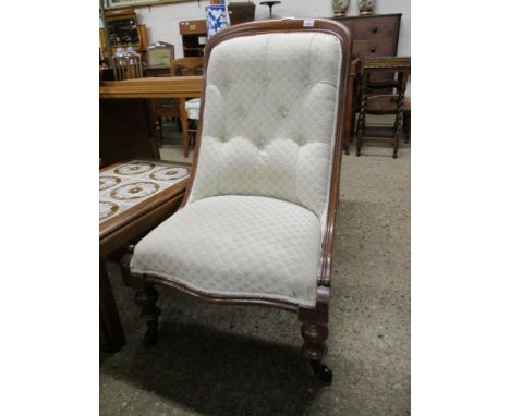 VICTORIAN MAHOGANY BUTTON BACK NURSING CHAIR