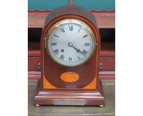 MAHOGANY SHELL INLAID MANTEL CLOCK 
