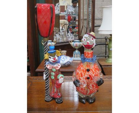 MURANO COLOURED GLASS CLOWN FORM DECANTER AND SIMILAR TABLE LAMP 