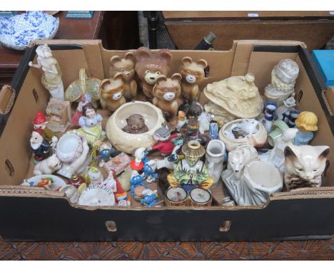 LARGE COLLECTION OF CERAMIC FIGURES, PLASTIC TOYS AND OTHER SUNDRIES 