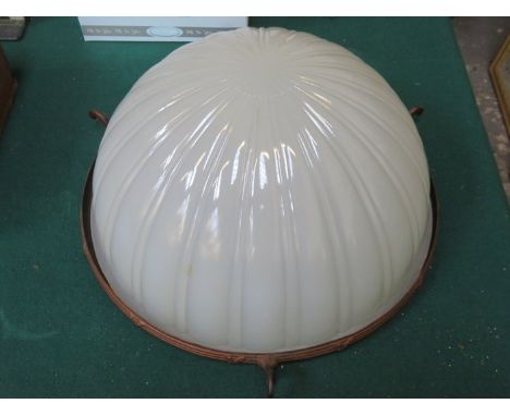 CAST METAL AND CLOUDED GLASS SHIP'S LIGHT FITTING 