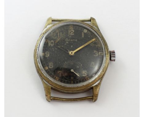 Grana; a WWII period German military issue watch, stamped DH for Deutsches Heer (German Army), case no.349201, diameter 3.4cm