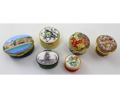 An early 19th century Bilston enamel patch box with dedication 'A trifle from Dover' below a picture of a ship on the sea and