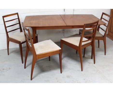 Attributed to MacInctosh, a retro teak rectangular dining table on tapering supports, length when extended 147cm and four mat