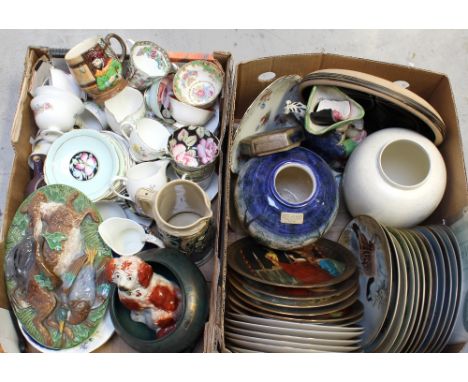 A large collection of assorted ceramics to include Majolica game pie dish lid, a Sandra Rich ceramic bowl, a Staffordshire ch