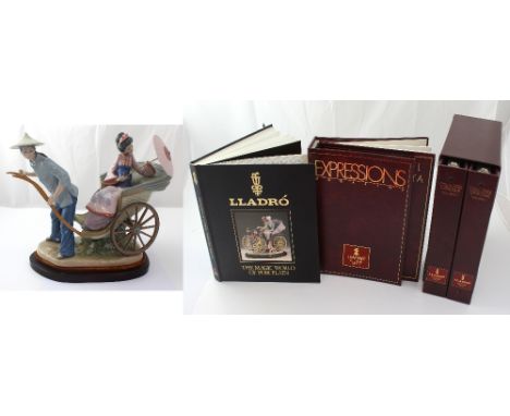 A Lladró 'Ride in China' figure group, no 1383, with plinth, height approx 28cm (af), with Lladró Collectors' Catalogue Vols.