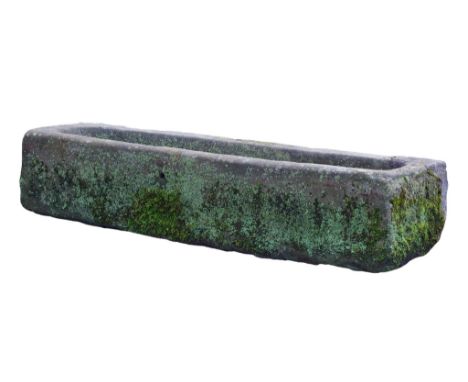 A Continental rough hewn sandstone trough, 19th century, of rectangular form  A Continental rough hewn sandstone trough,   19