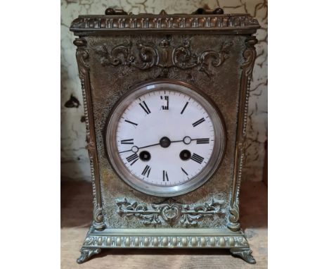 A French brass mantle clock. 