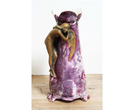An Austrian Art Nouveau Ernst Wahliss Turn Wien porcelain vase, height 22cm.Condition:- Wear to gilt throughout, 2 light scra