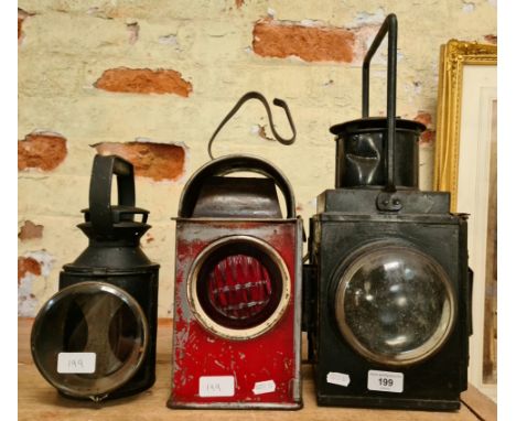 Two British Rail railway lamps and a Watchman road lamp 