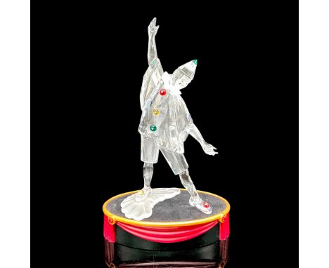 First piece of the Masquerade trilogy. Clear crystal figural has satin crystal face, collar wearing outfit adorned with color