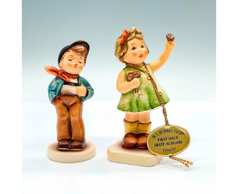 2 hand painted figures if a young boy and girl. Includes Lucky Fellow (HUM 560) a M.I, Hummel Club exclusive, and Forever You