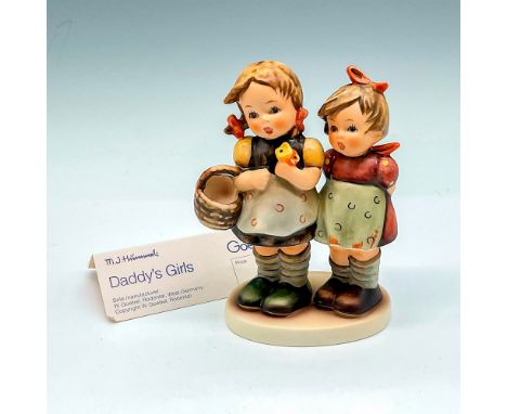 Figures standing next to each other, holding a flower and basket. Matte finished and hand painted in soft colors of green, ye