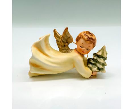 1988 Annual Goebel porcelain ornament depicts an Angel in flight holding a Christmas Tree. It has the Goebel backstamp and co