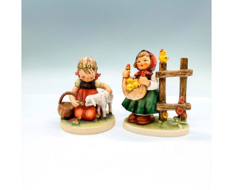Hand painted porcelain figures. Favorite Pet (HUM 361) of a young girl with a lamb, and it includes certificate of authentici