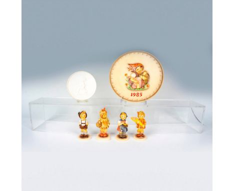 This grouping includes 4 figurines and 2 wall plates. The M.I. Hummel Club exclusive edition figurines include I Brought You 