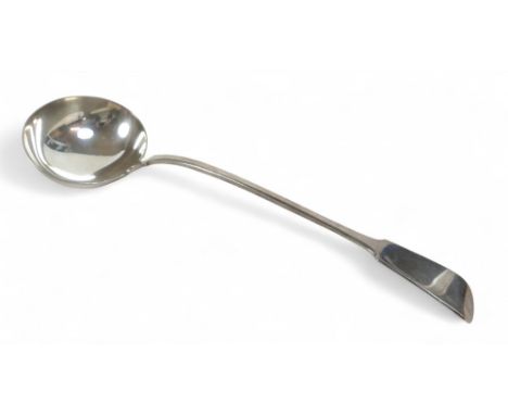 A George III fiddle pattern silver ladle, Mary Chawner, London, 1795/96, 34cm long, 237.6g/7.6toz.