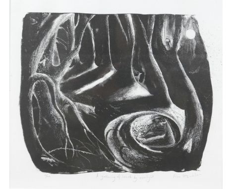 Flora Mclachlan (British, b. 1974): 'A Gathering of Beasts by Moonlight', 2006, lithograph, framed 48 by 1.5 by 45cm.