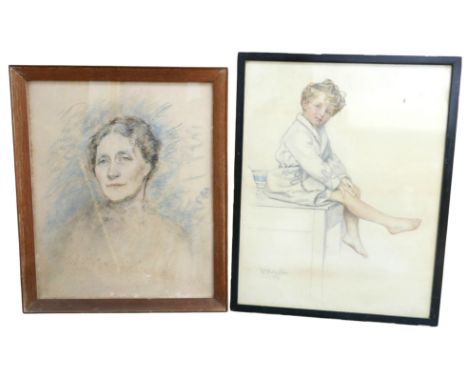 Two portraits, depicting Robert Edwin Alford as a small child, and his mother, Maud Mary Louise Griffiths, comprising a portr