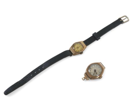Two 9ct yellow gold watch heads, both manual wind, largest has 20mm case, both running, total weight 20.2g.(2)
