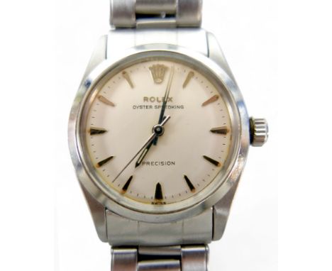 A Rolex Oyster Speedking Precision stainless steel gentleman's wristwatch, circa 1960, ref. 6420, serial 527500, silvered dia