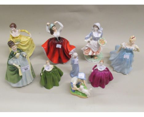 Nine various modern porcelain figures by Doulton, Royal Worcester and others 