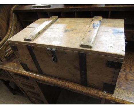 Pine metal mounted ammunition box with clasp, together with another box 