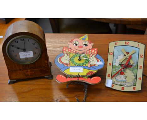 19th Century slate mantel clock, walnut mantel clock with three train movement, Edwardian inlaid oak dome top mantel clock an