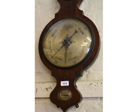 19th Century rosewood five glass wheel barometer with silvered dials 