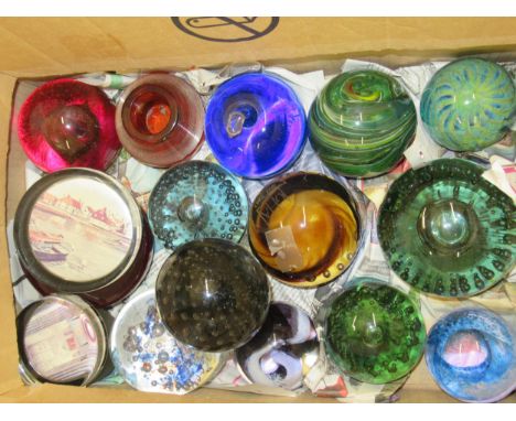 Caithness ' Fire Ball ' paperweight, Caithness ' Dreamers ' paperweight and a quantity of other paperweights by Whitefriars a