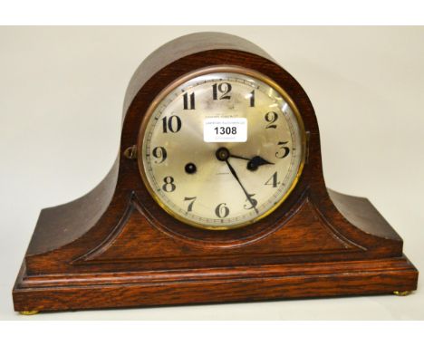 Early 20th Century oak cased two train mantel clock, signed Camerer, Cuss & Co. 