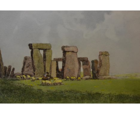 William Tatton Winter, signed etching of Stonehenge, unframed, 27 x 36cm 