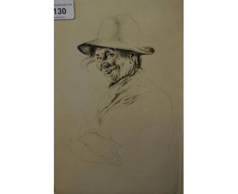 Edward Hill Lacey, signed etching, 'The Barrow Woman', 27cm x 17cm 