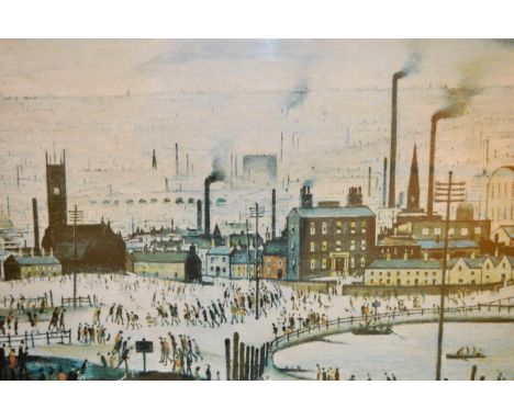 L.S. Lowry, signed Limited Edition colour print ' An Industrial Town ', No. 397 of 500, 43.5 x 59.5cm, framed (glass at fault